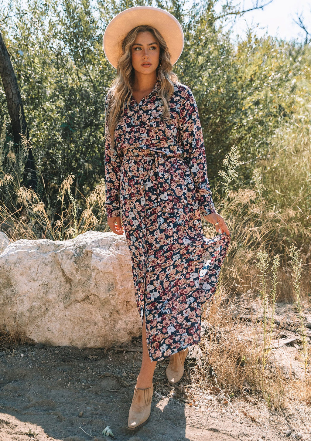Casual Long Sleeve Purple Floral Belted Maxi Dress | LOVESTITCH Casual Long Sleeve Purple Floral Belted Maxi Dress | LOVESTITCH