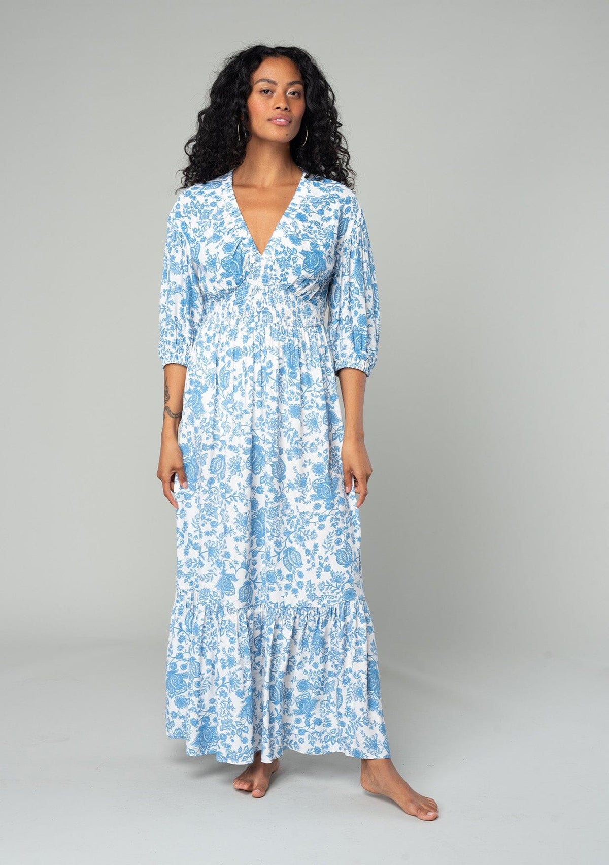 Meadow Maxi Dress Cream/Dusty Blue / S