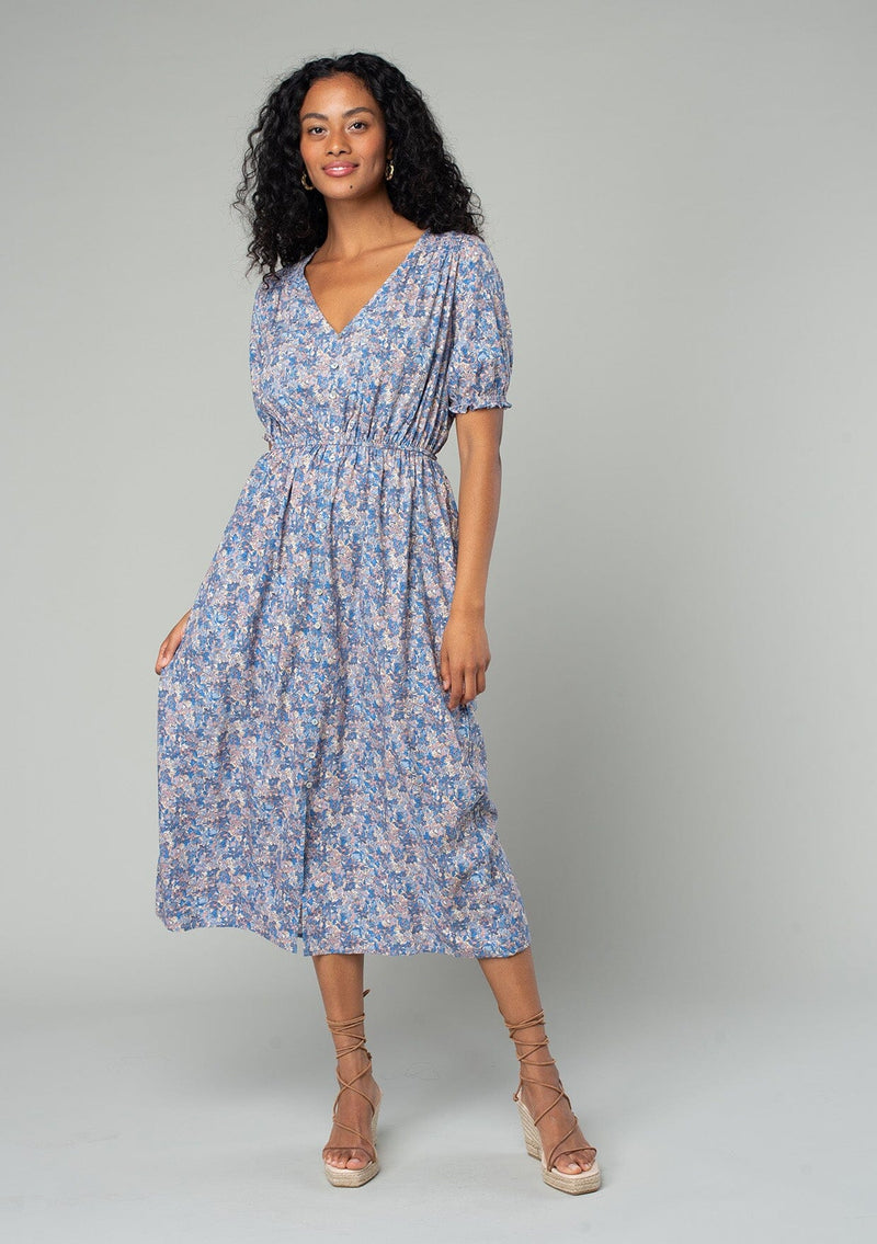 Francesca Midi Dress Blue/Coral / XS Francesca Midi Dress Blue/Coral / XS