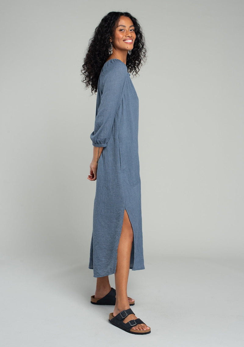 Women's Relaxed Bohemian Blue Resort Midi Dress | LOVESTITCH Women's Relaxed Bohemian Blue Resort Midi Dress | LOVESTITCH