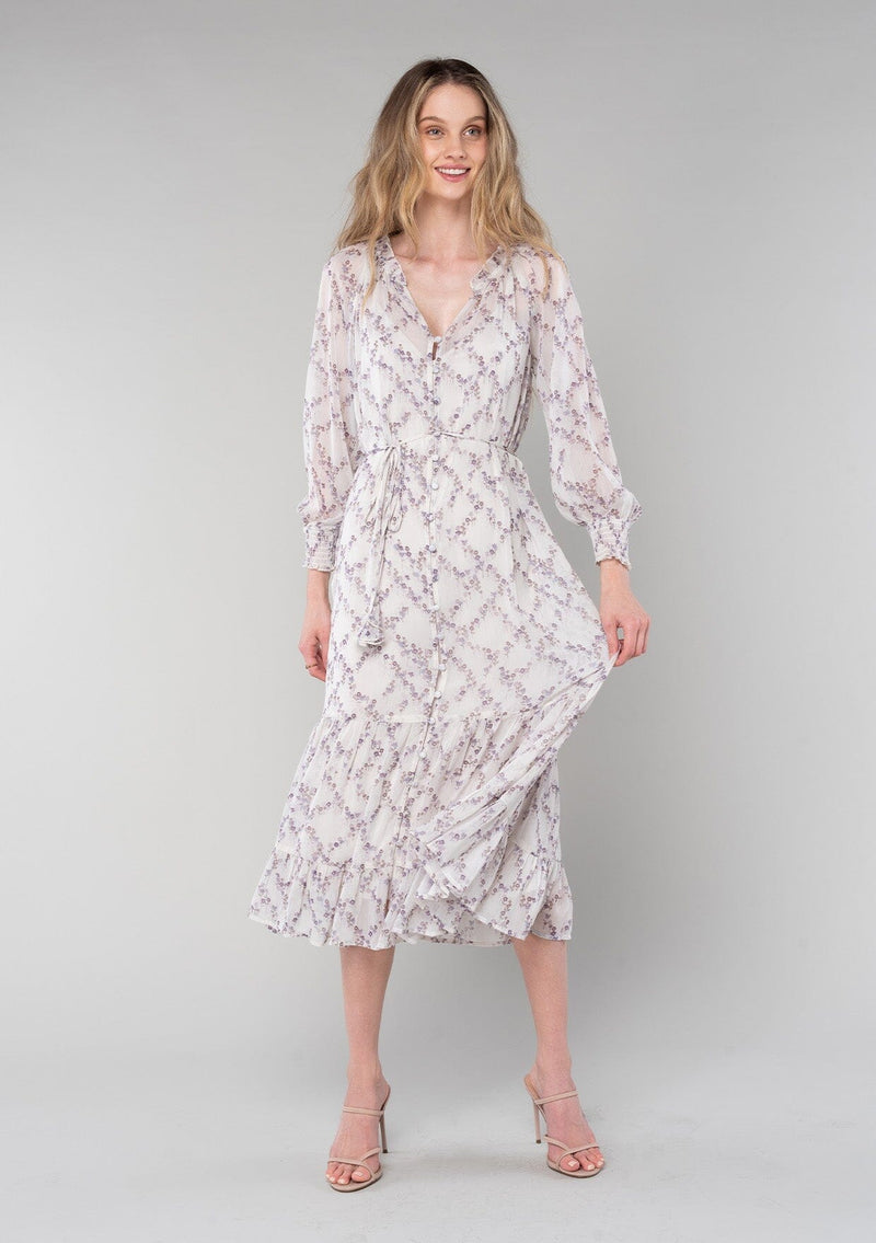 Women's Bohemian Purple Floral Chiffon Midi Dress | LOVESTITCH Women's Bohemian Purple Floral Chiffon Midi Dress | LOVESTITCH