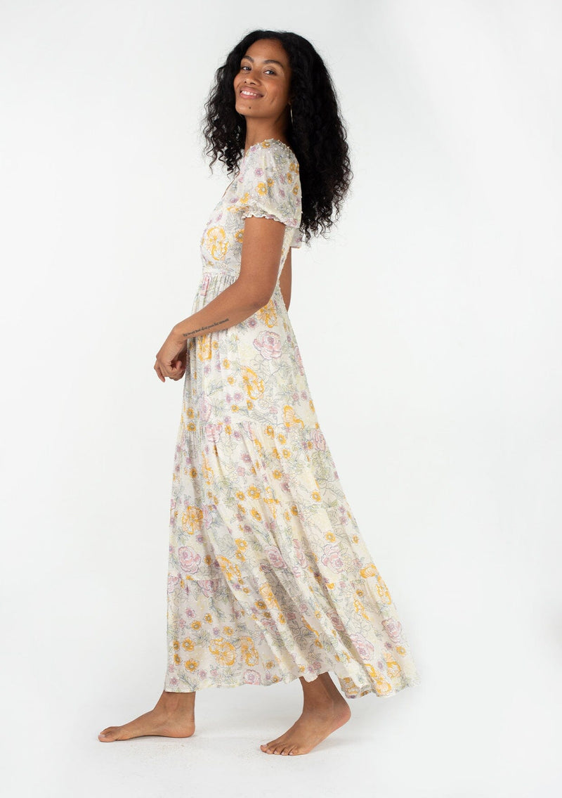 vintage inspired maxi dress Coastal Heirloom Blue Floral Maxi Dress