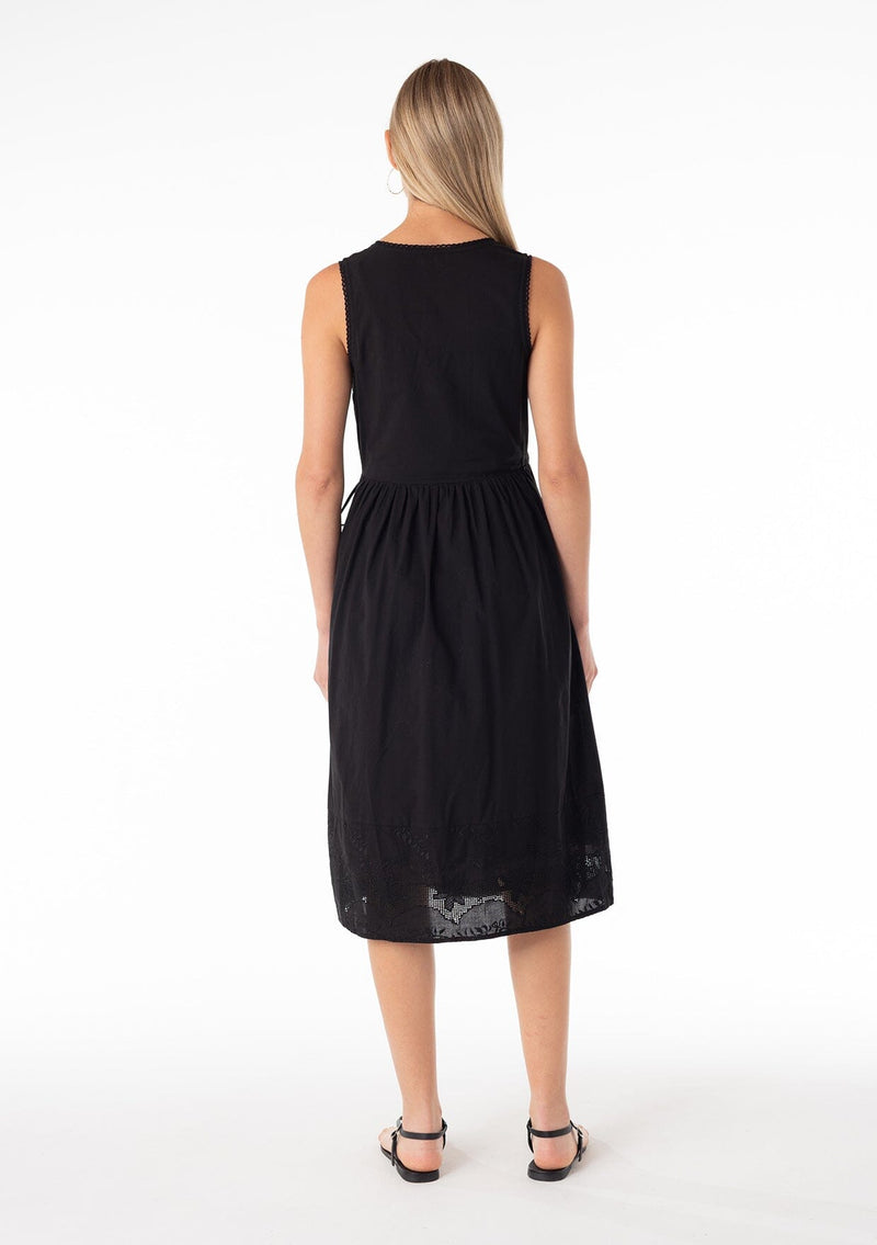 Lenore Embroidered Wrap Dress Black / M