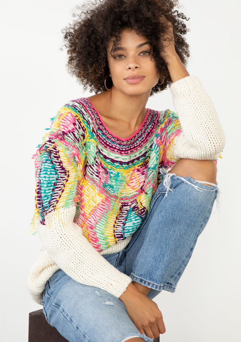 Shaggy Rainbow Yarn Knit Sweater LOVESTITCH