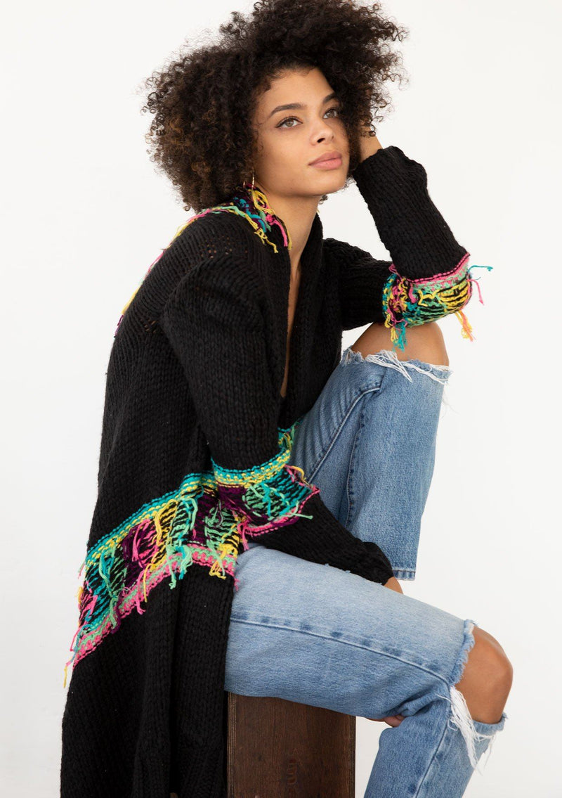 Shaggy Colorful Yarn Fringe Cardigan LOVESTITCH