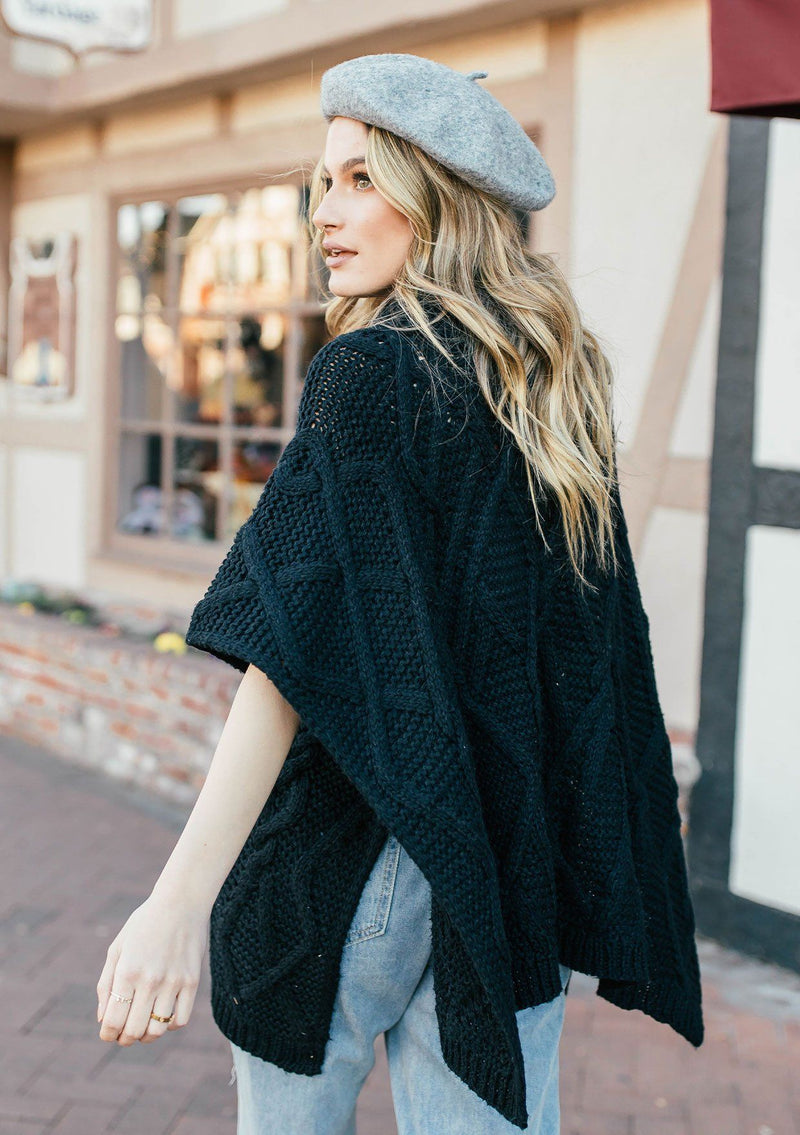 Chunky Cable Knit Boho Poncho Sweater LOVESTITCH