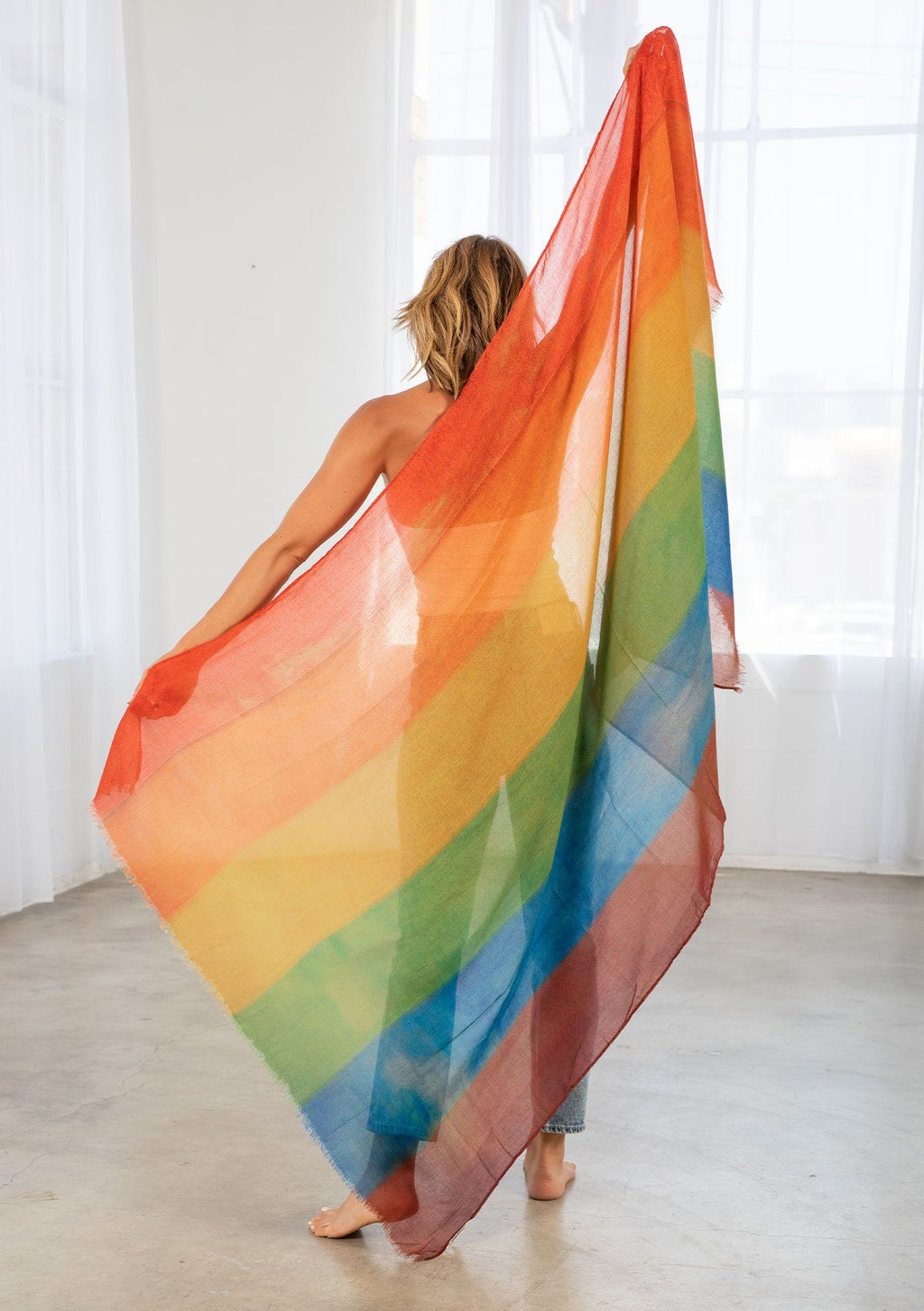 Sheer Lightweight Rainbow Flag Scarf LOVESTITCH