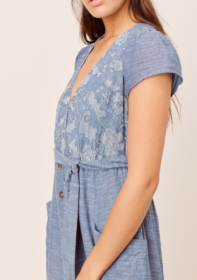 Cute Denim Blue V-Neck Midi Dress | LOVESTITCH Cute Denim Blue V-Neck Midi Dress | LOVESTITCH