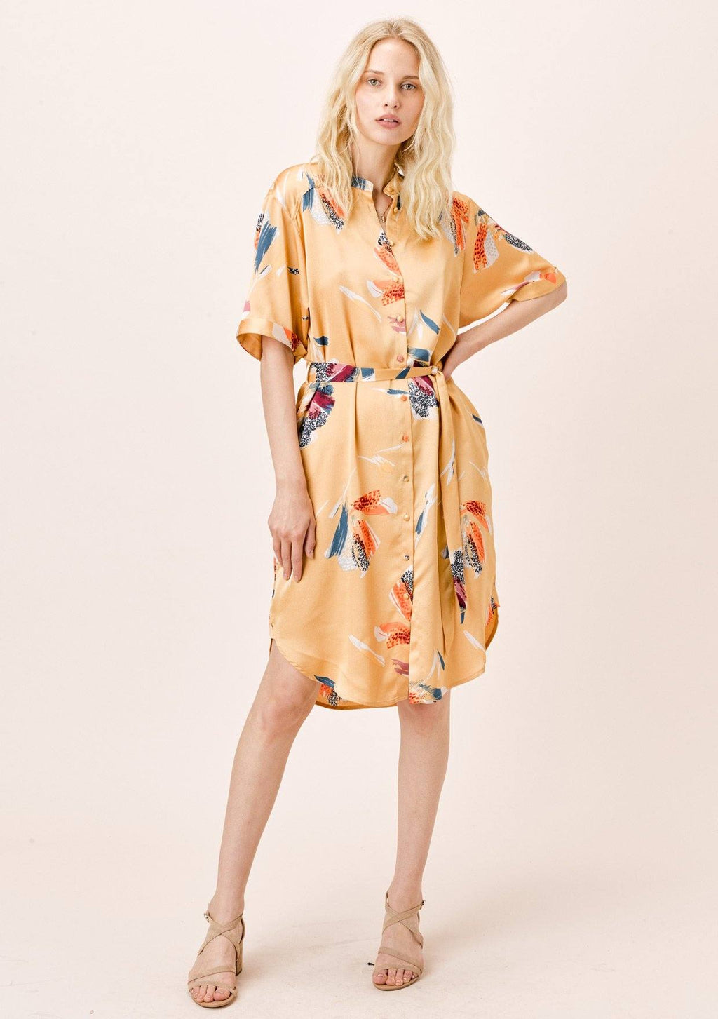 Arina Belted Shirt Dress Honey Gold / S Arina Belted Shirt Dress Honey Gold / S