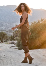 [Color: Army] Our super soft garment dyed sleeveless boho jumpsuit was made for playing, running errands, or lounging at home! Featuring essential side pockets.
