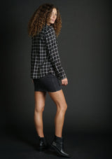 [Color: Black/Grey] Lovestitch black and grey, long sleeve, double gauze, bleach wash snap front shirt in black and grey plaid.