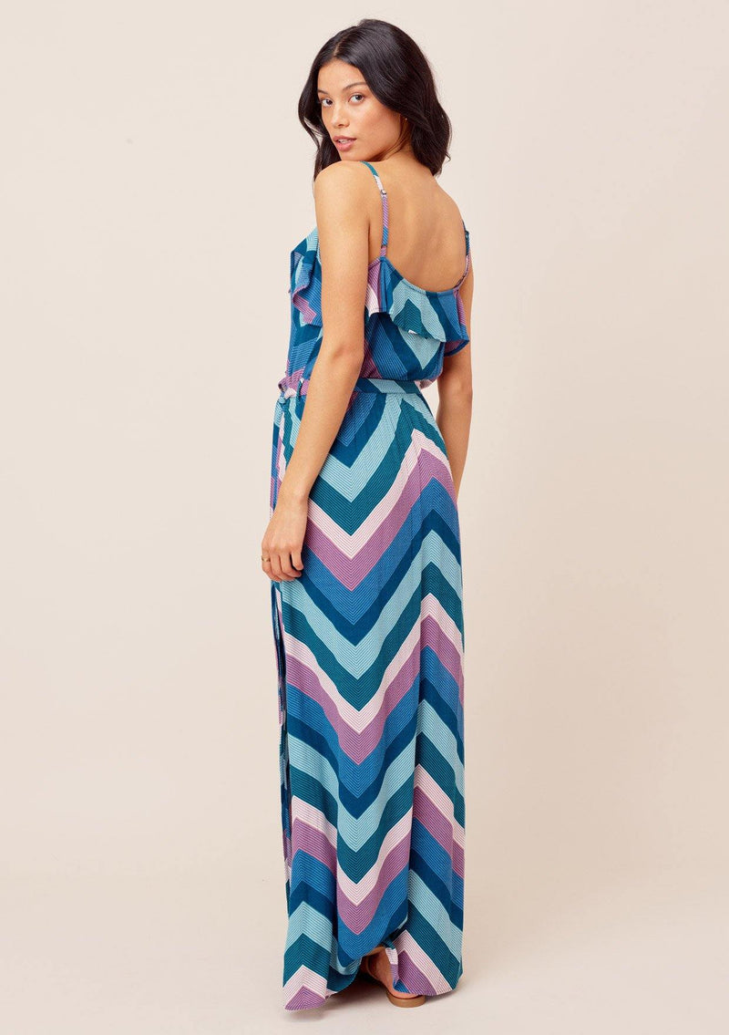 Bright Stripe Maxi Dress + Ruffle Wrap Top | LOVESTITCH Bright Stripe Maxi Dress + Ruffle Wrap Top | LOVESTITCH