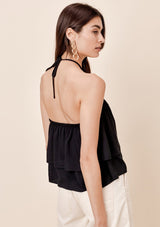 [Color: Black] Lovestitch twill, double layered halter tank. 