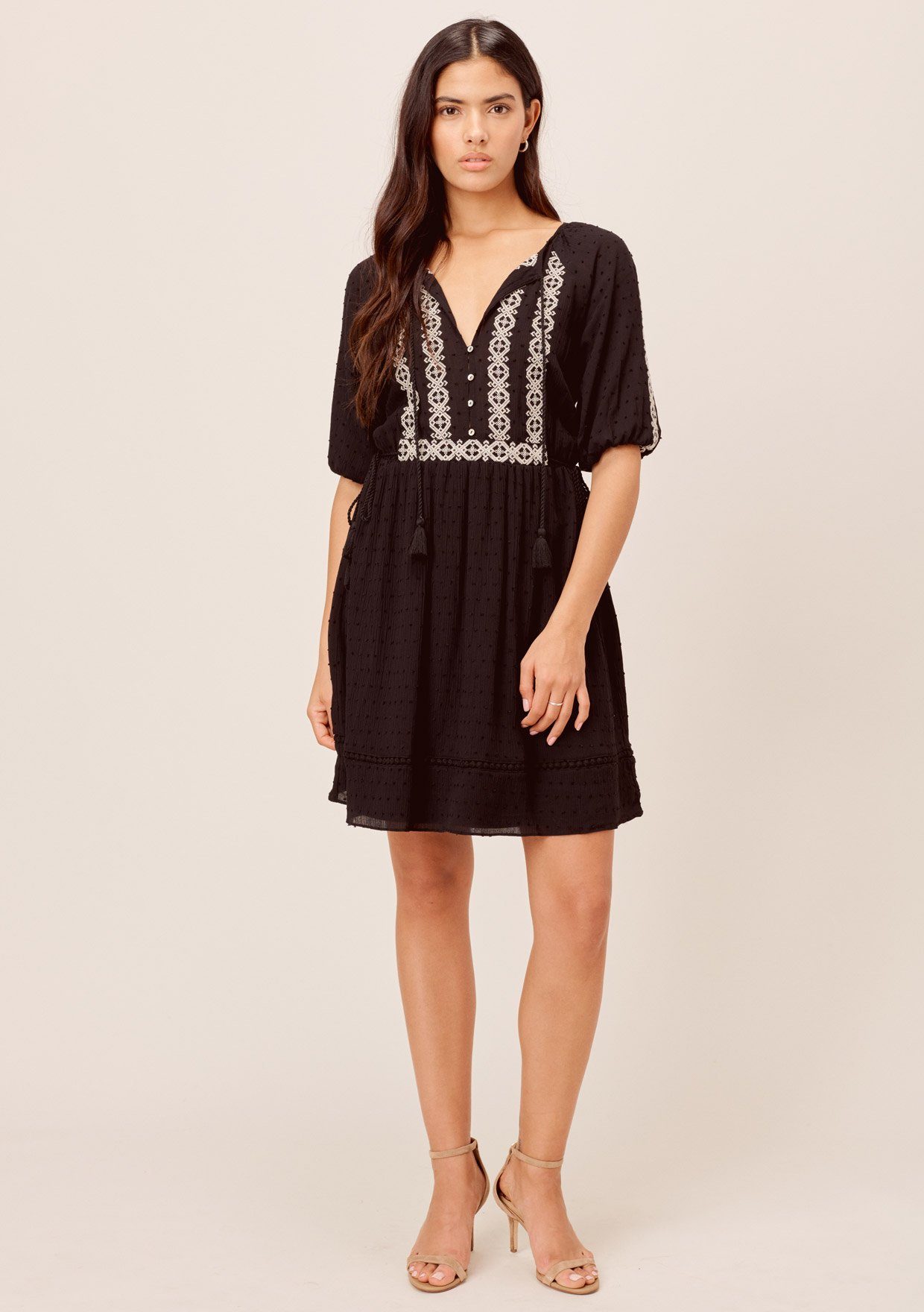 Bohemian Embroidered Mini Dress