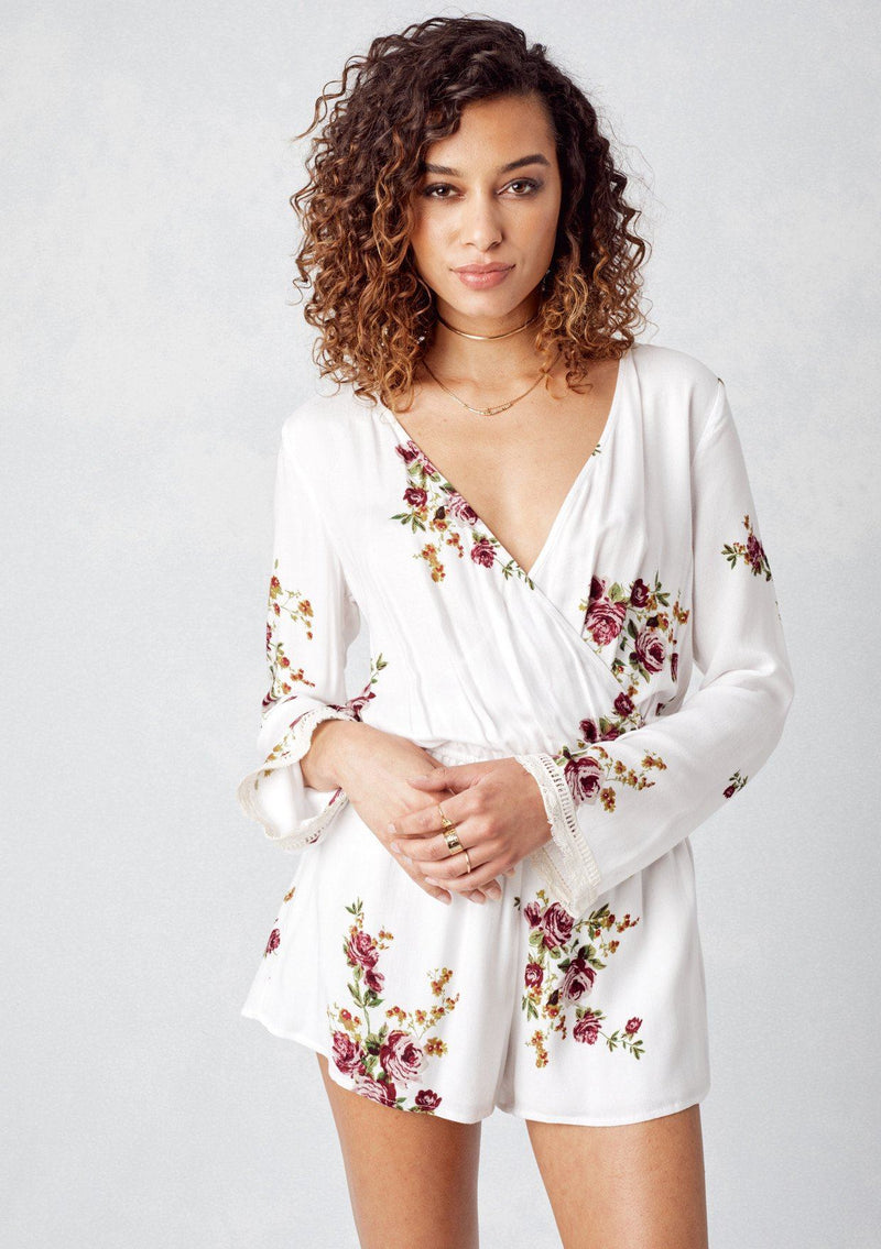 Long Sleeve Floral Printed Romper | LOVESTITCH Rompers + Jumpsuits