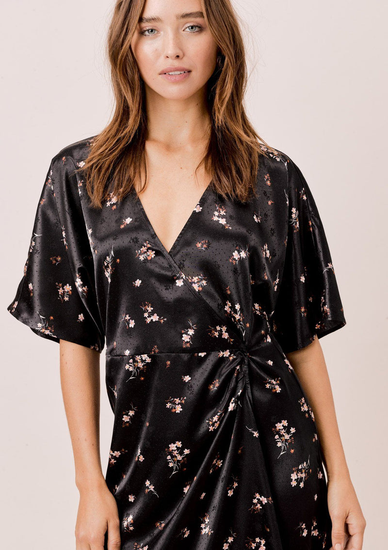 Elisa Floral Midi Dress Black/Lavender / S Elisa Floral Midi Dress Black/Lavender / S