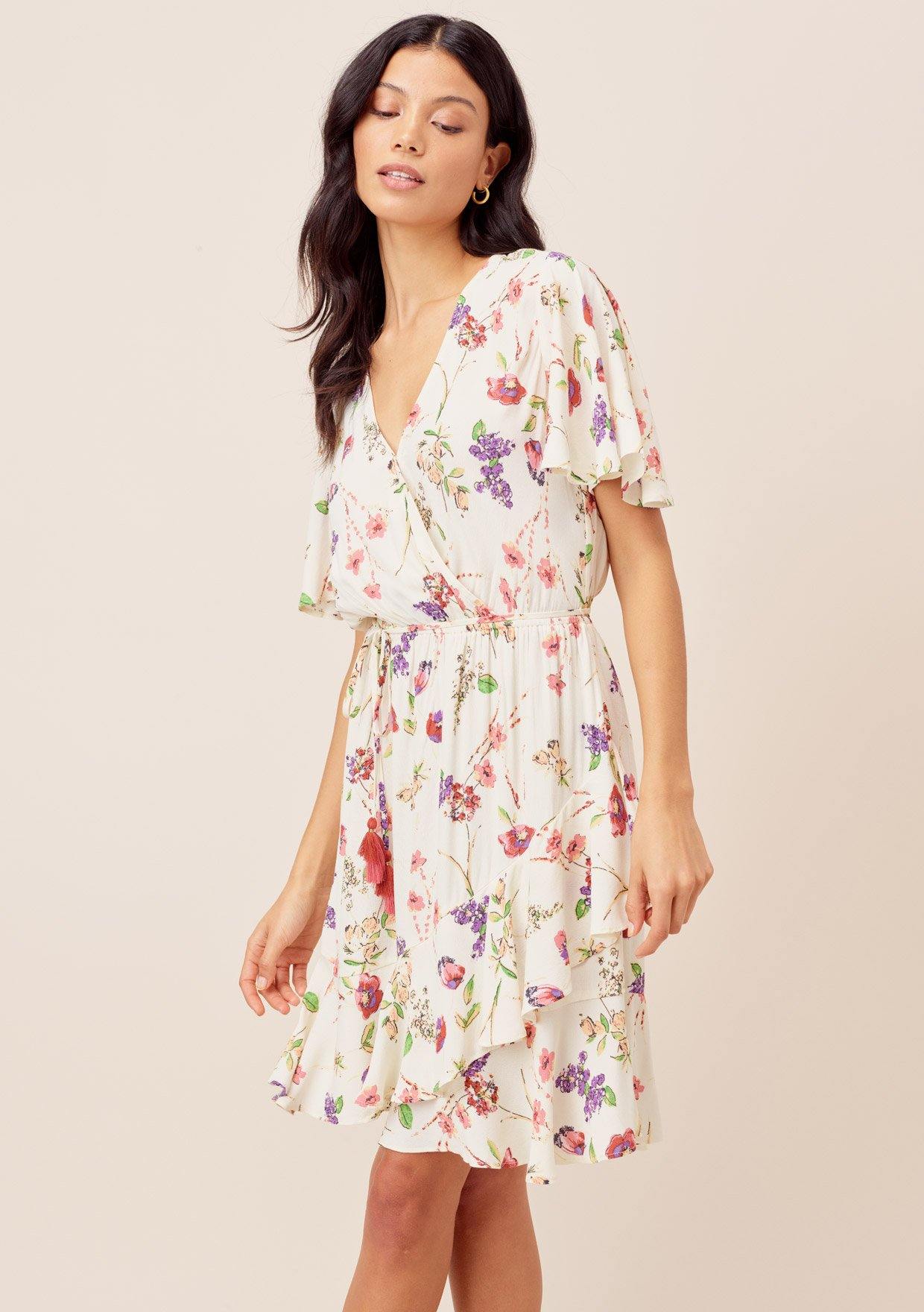 Cute White Ruffle Mini Dress + Girly Floral | LOVESTITCH