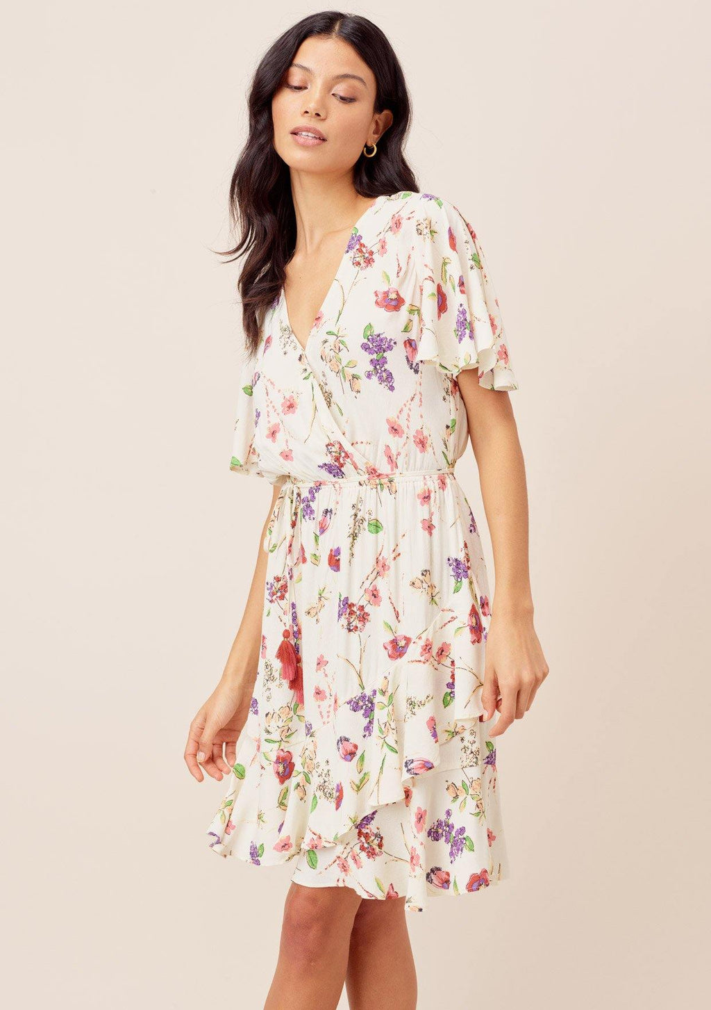 Cute White Ruffle Mini Dress + Girly Floral | LOVESTITCH