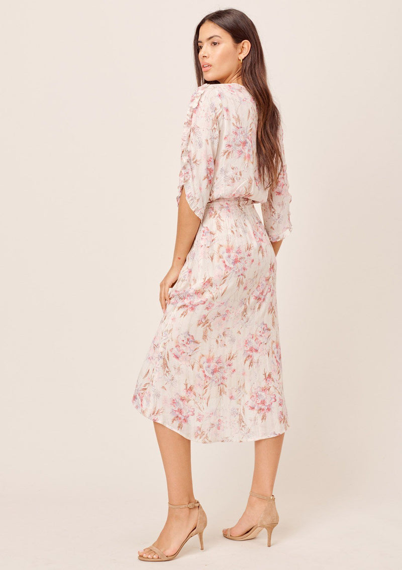 Rosemary Floral Midi Dress Cream/Carnation / S Rosemary Floral Midi Dress Cream/Carnation / S