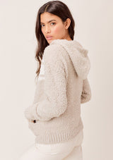 [Color: Silver/Pearl] Lovestitch silver/pearl Long sleeve, dreamy soft, zip-up hoodie with striped detail. 