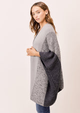 [Color: Charcoal Combo] Lovestitch Tonal, striped, metallic cocoon open cardigan. 