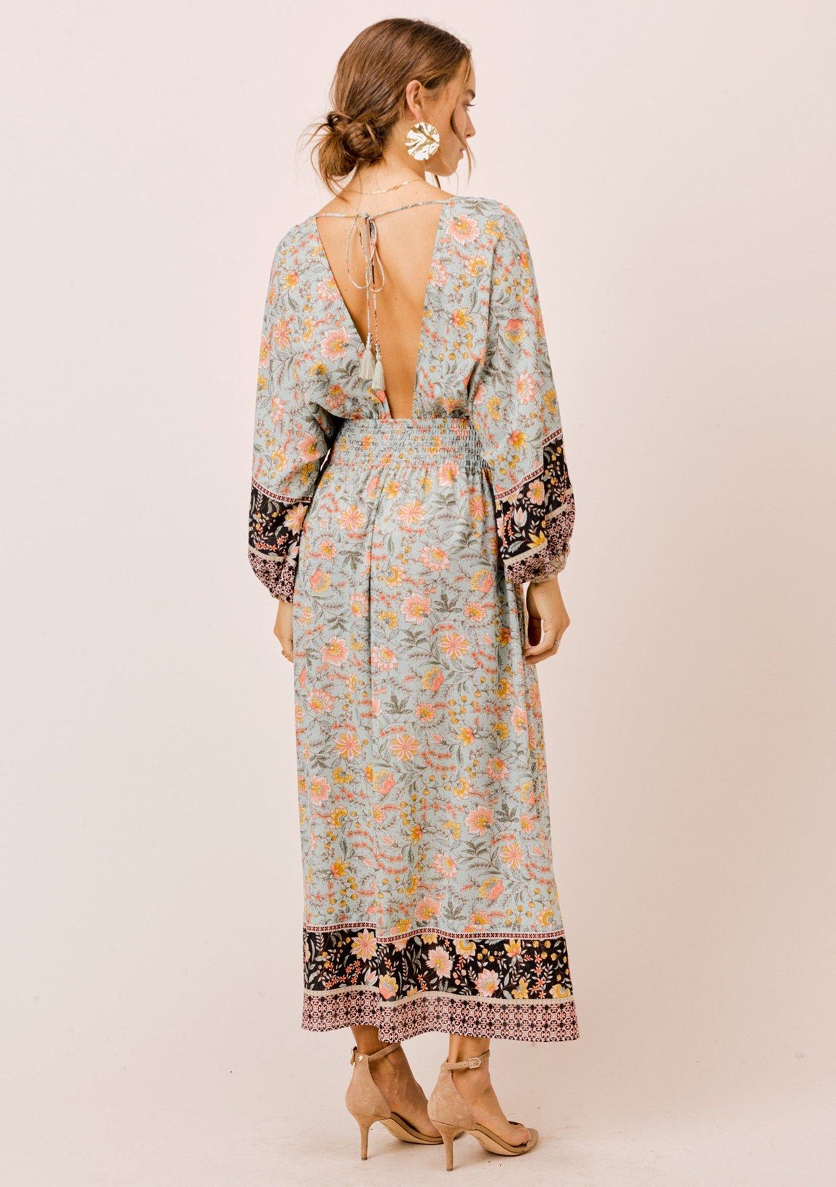 Amanda Volume Sleeve Maxi Dress Mint / S