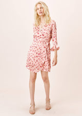 [Color: DesertRose/Mauve] Lovestitch desert rose/mauve, floral printed, mini wrap dress.