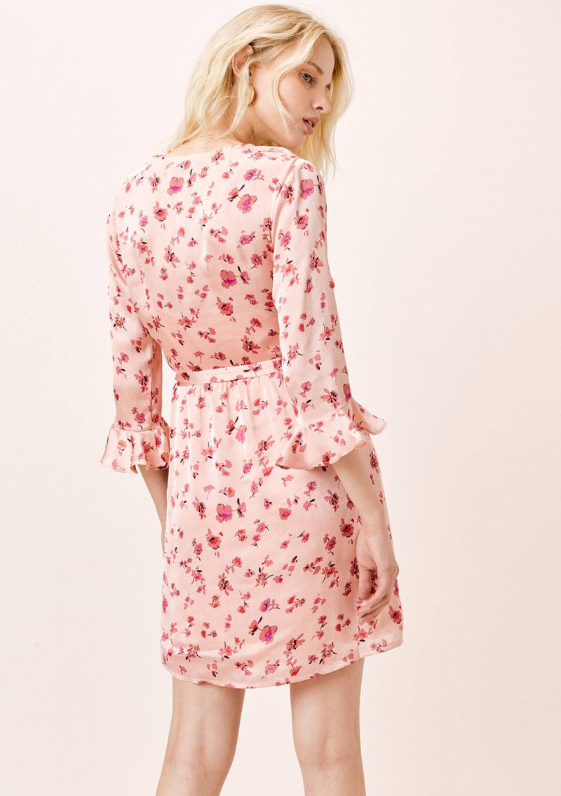 [Color: DesertRose/Mauve] Lovestitch desert rose/mauve, floral printed, mini wrap dress.