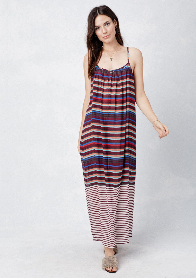 Boho Striped Beach Sleeveless Maxi Dress | LOVESTITCH