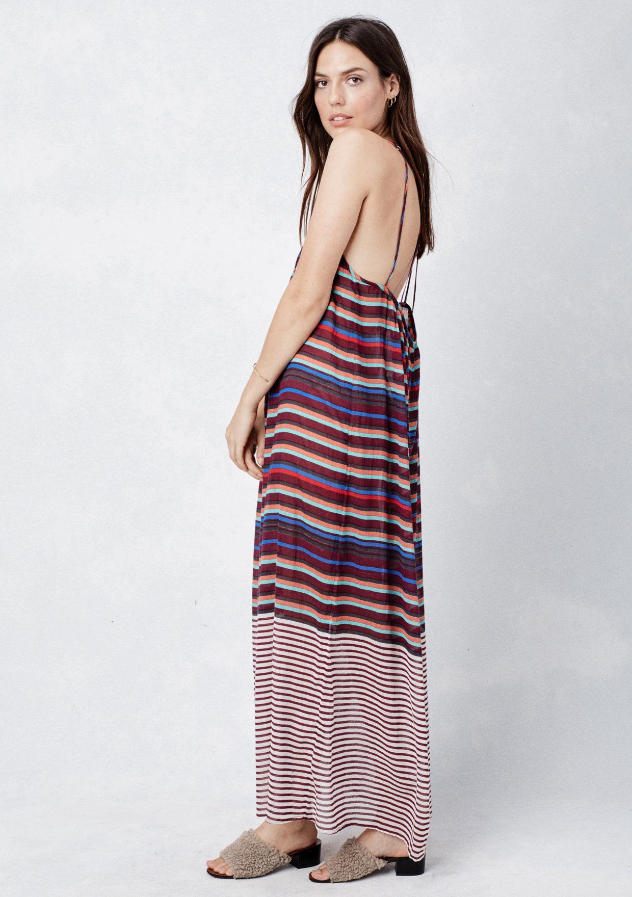 Boho Striped Beach Sleeveless Maxi Dress | LOVESTITCH