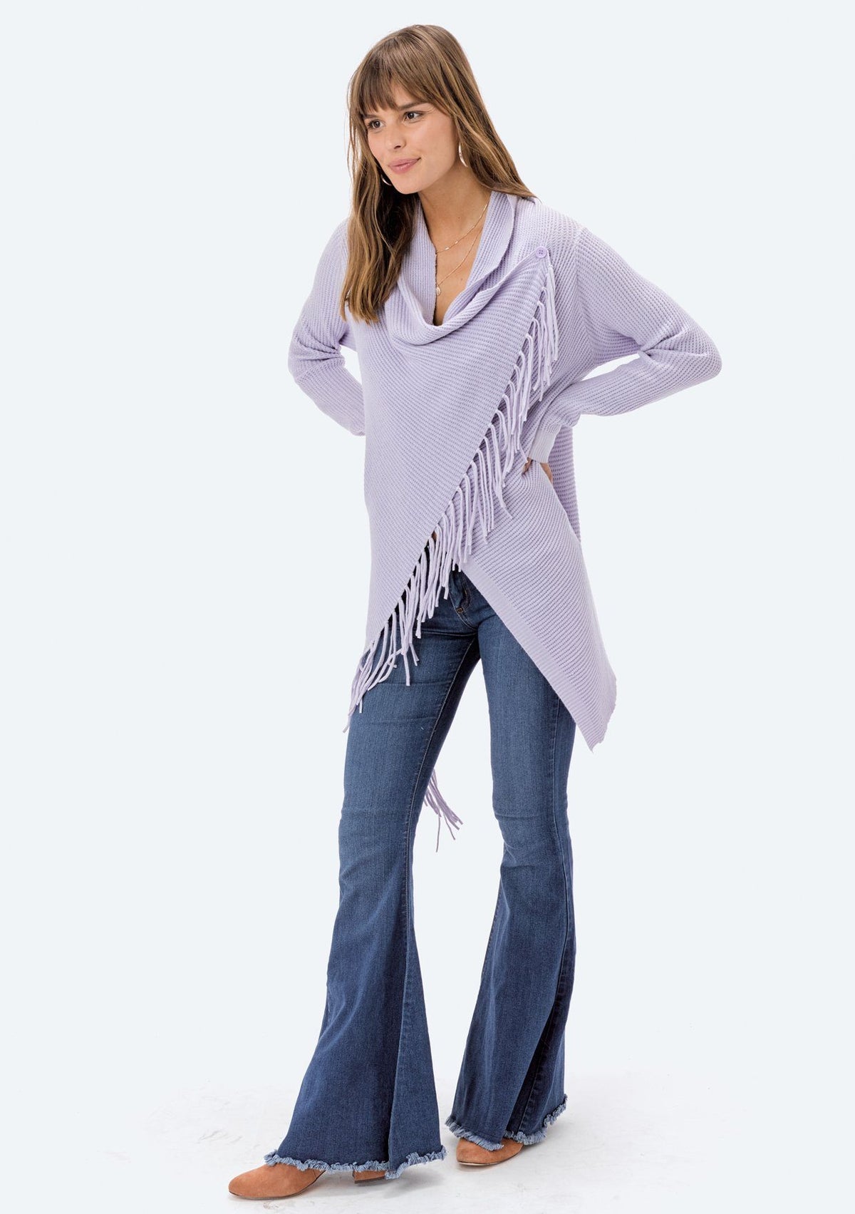 Lilac Purple Fringe Cardigan for Sweater Weather | LOVESTITCH