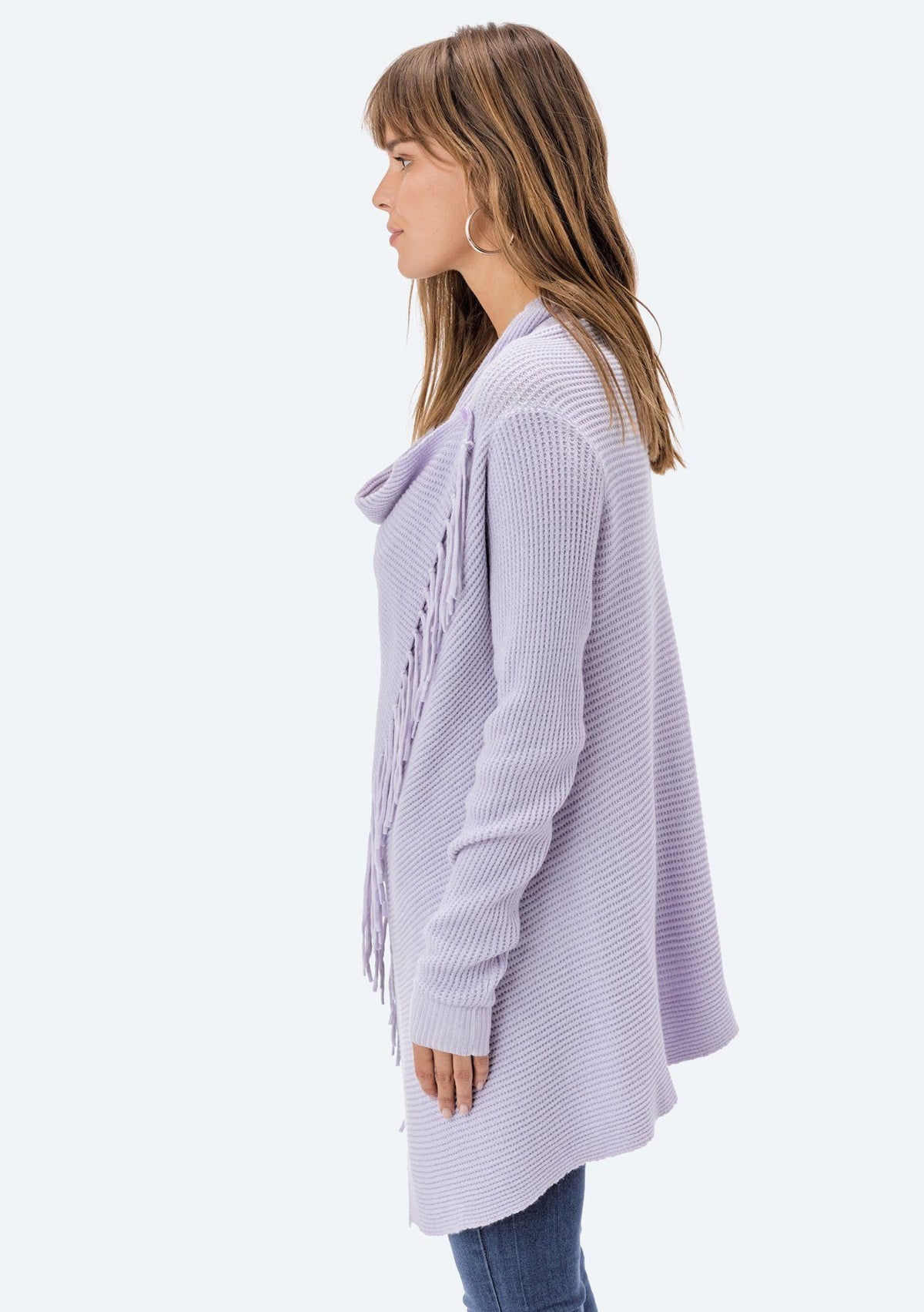 Lilac Purple Fringe Cardigan for Sweater Weather | LOVESTITCH