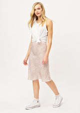 [Color: Nude/Sand] Lovestitch pretty silky bias cut leopard print skirt in blush pink