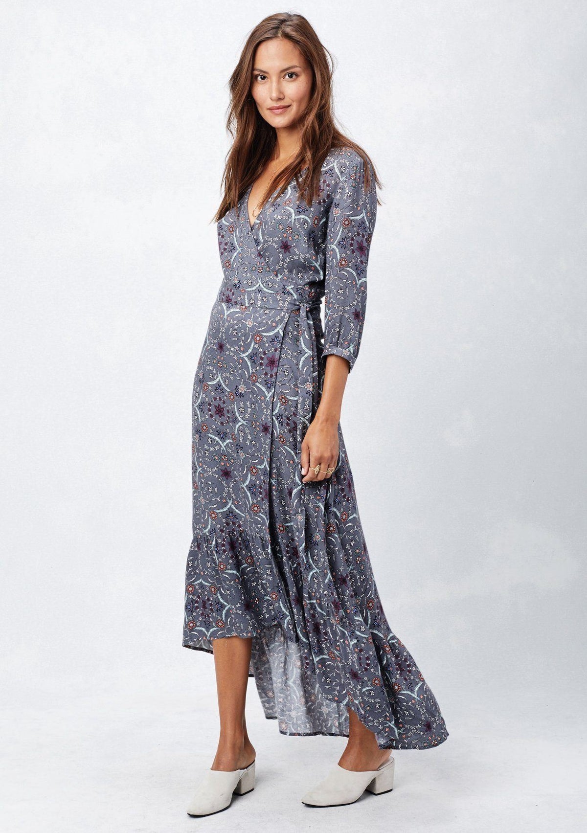 long sleeve wrap dress by love Mini Floral Print Wrap Maxi Dress