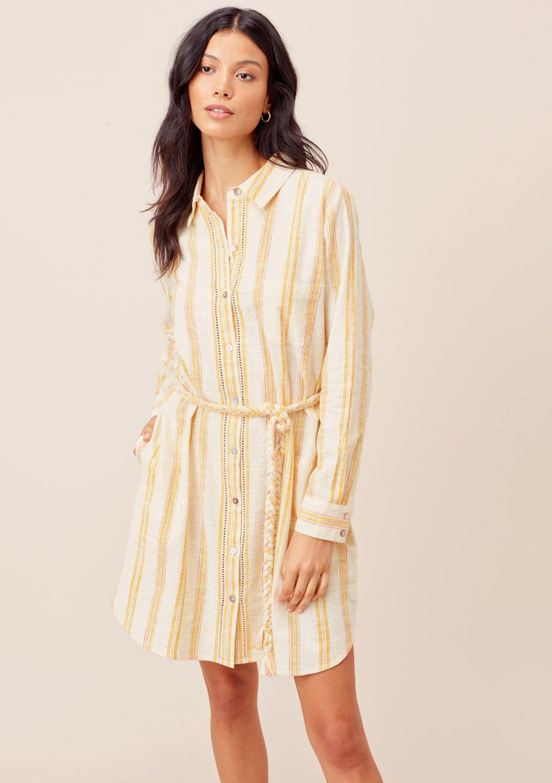 Justine Striped Shirt Dress OffWhite/Yellow / L Justine Striped Shirt Dress OffWhite/Yellow / L