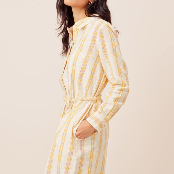 Justine Striped Shirt Dress OffWhite/Yellow / L