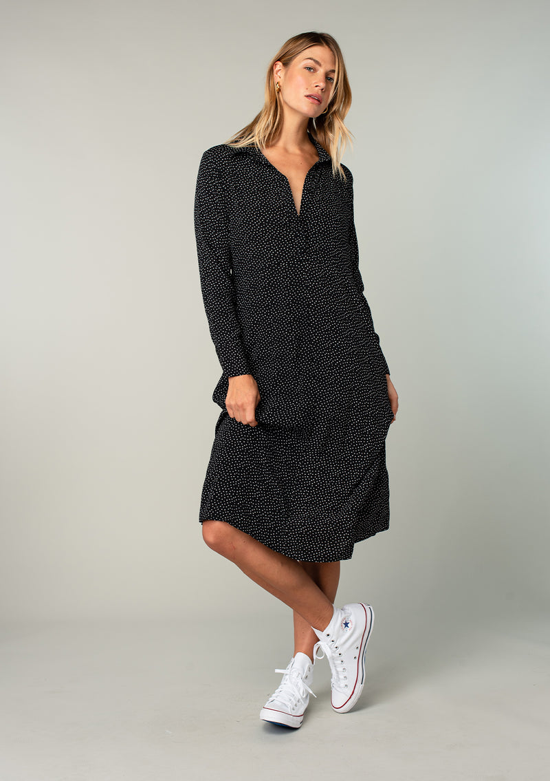 Bonjour Button Front Midi Dress Black/Ivory / S Bonjour Button Front Midi Dress Black/Ivory / S