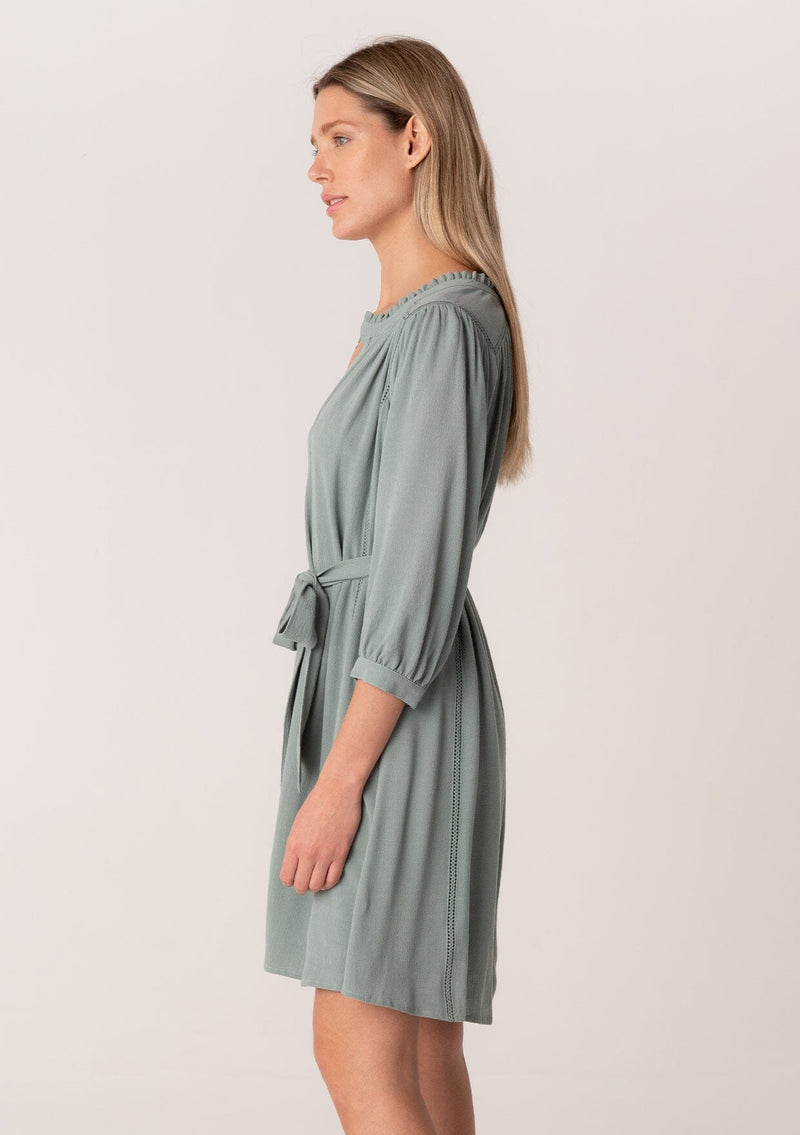 Women's Boho Button Front Lattice Trim Mini Dress | LOVESTITCH Women's Boho Button Front Lattice Trim Mini Dress | LOVESTITCH