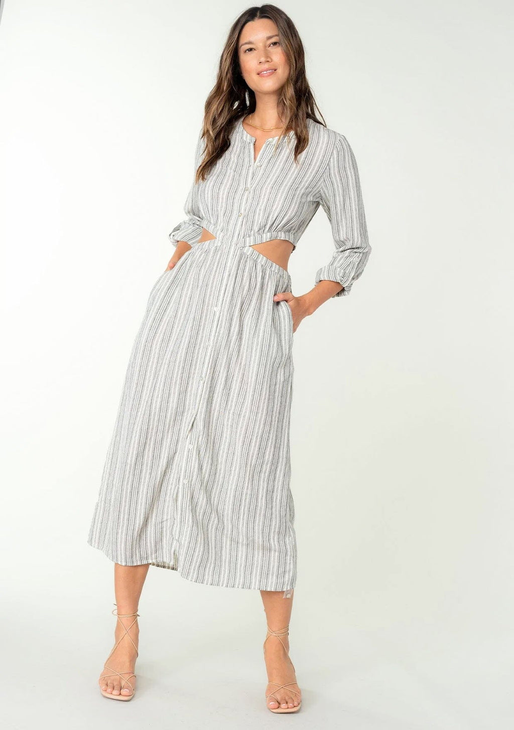 long striped shirt dress Large Stripe Linen Shirt Dress Blue Paula