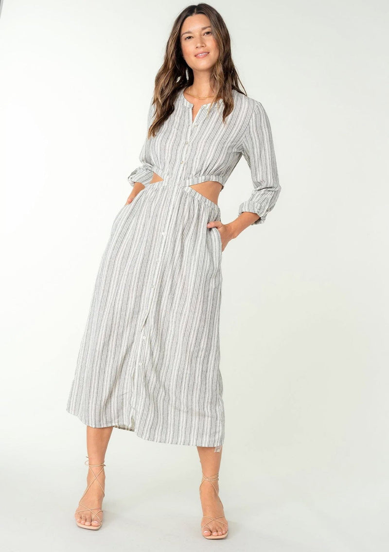 Fallon Cutout Striped Midi Dress White/Black / L Fallon Cutout Striped Midi Dress White/Black / L