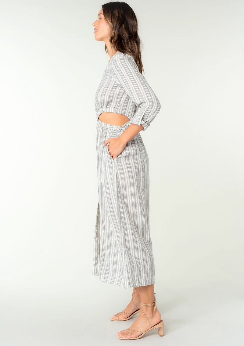 Fallon Cutout Striped Midi Dress White/Black / L Fallon Cutout Striped Midi Dress White/Black / L