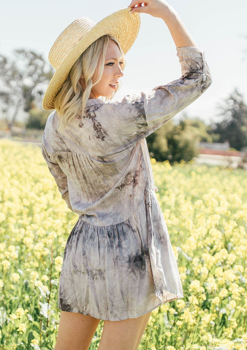 Tie Dye Babydoll Collared Mini Dress