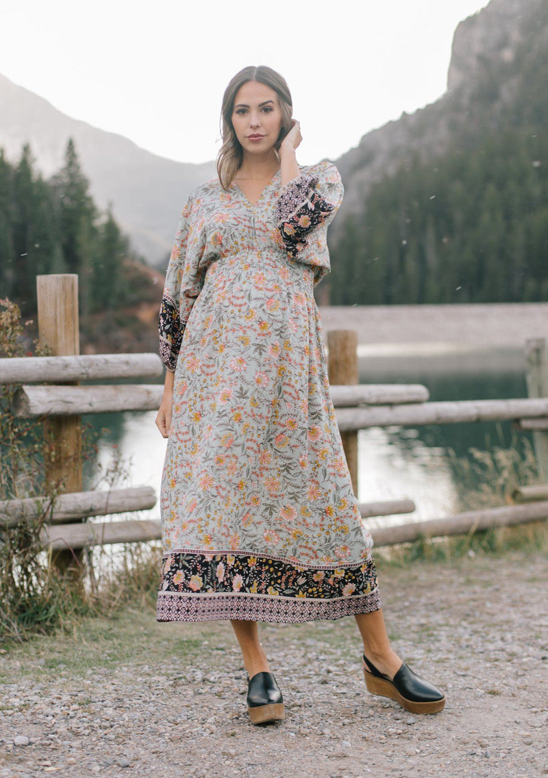 Boho Floral Volume Sleeve Maxi Dress | LOVESTITCH Boho Floral Volume Sleeve Maxi Dress | LOVESTITCH