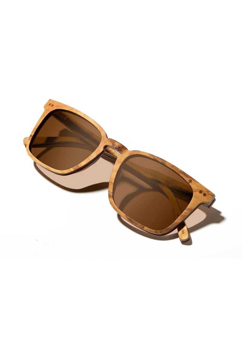 [Color: Ash Burl] Rectangular shaped sunglasses made with premium grade hardwood. 