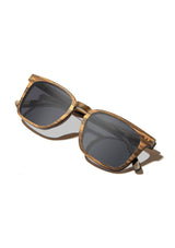 [Color: Striped Ebony] Rectangular shaped sunglasses made with premium grade hardwood. 