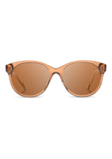 [Color: Hazelnut] Round acetate sunglasses with a wooden inlay. 